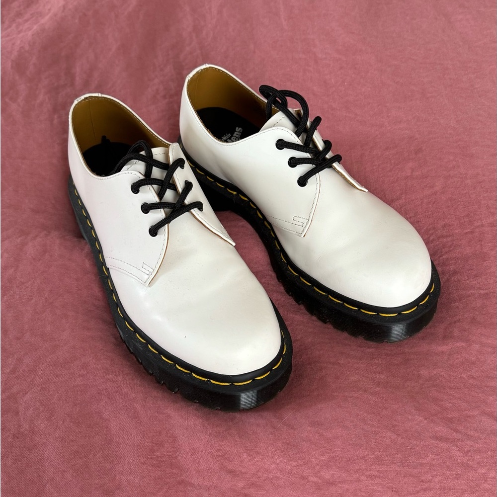 Dr. Martens 1461 Quad White Smooth Leather Platform Shoes